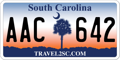 SC license plate AAC642