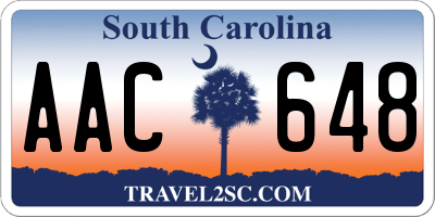 SC license plate AAC648