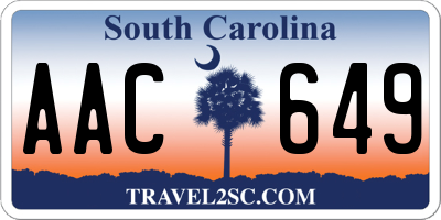 SC license plate AAC649