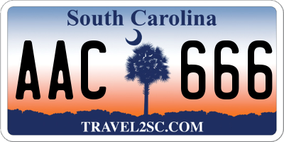 SC license plate AAC666