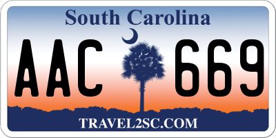 SC license plate AAC669