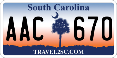 SC license plate AAC670