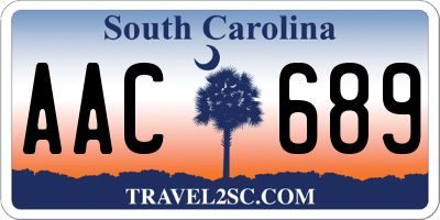 SC license plate AAC689