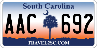 SC license plate AAC692