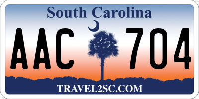 SC license plate AAC704
