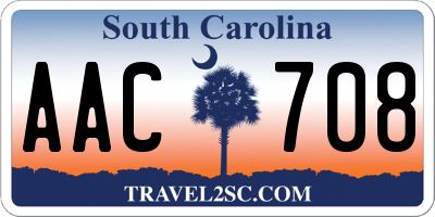 SC license plate AAC708