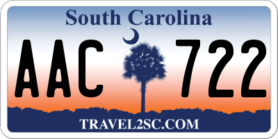 SC license plate AAC722