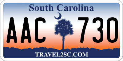 SC license plate AAC730