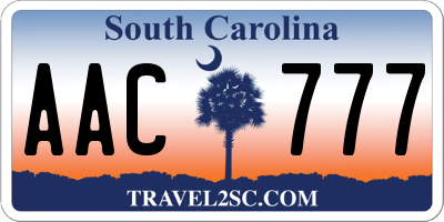 SC license plate AAC777