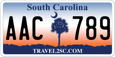 SC license plate AAC789