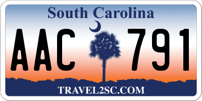 SC license plate AAC791