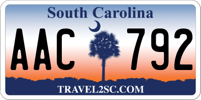 SC license plate AAC792