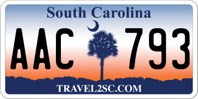 SC license plate AAC793