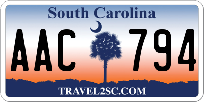 SC license plate AAC794