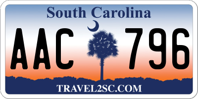 SC license plate AAC796