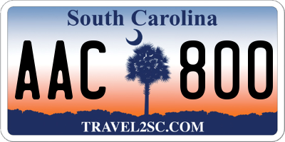 SC license plate AAC800