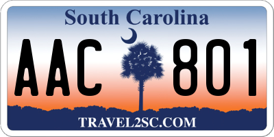 SC license plate AAC801