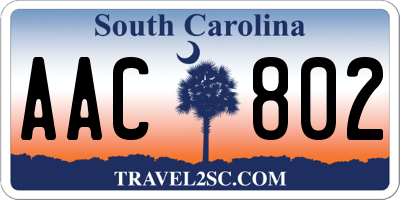SC license plate AAC802
