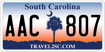 SC license plate AAC807