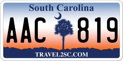 SC license plate AAC819