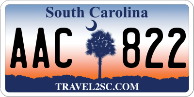 SC license plate AAC822