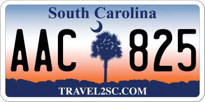 SC license plate AAC825