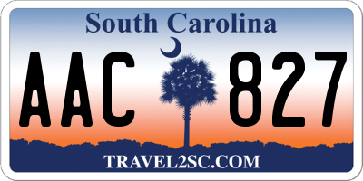 SC license plate AAC827