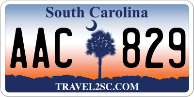 SC license plate AAC829