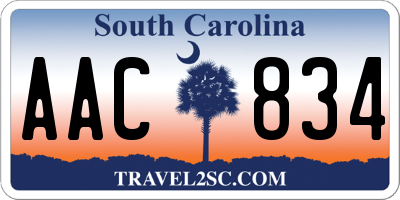 SC license plate AAC834