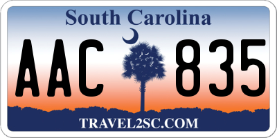 SC license plate AAC835