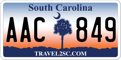 SC license plate AAC849