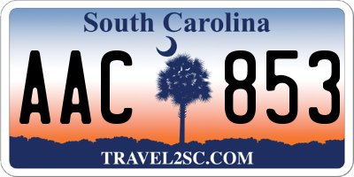 SC license plate AAC853