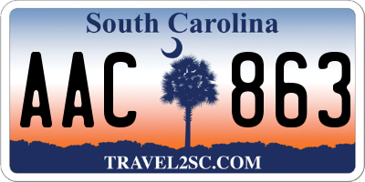 SC license plate AAC863