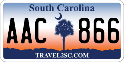 SC license plate AAC866