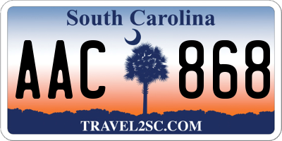 SC license plate AAC868