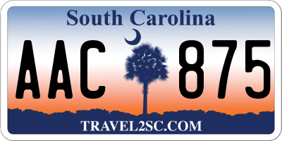 SC license plate AAC875