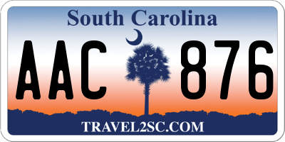 SC license plate AAC876