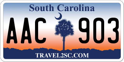 SC license plate AAC903