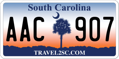 SC license plate AAC907