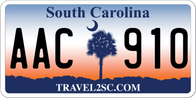 SC license plate AAC910