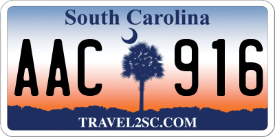 SC license plate AAC916