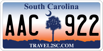 SC license plate AAC922