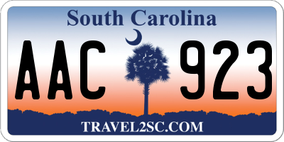 SC license plate AAC923