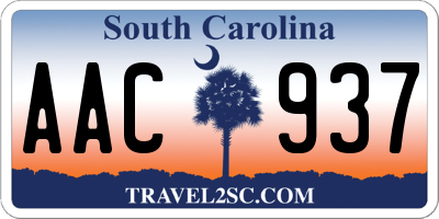 SC license plate AAC937