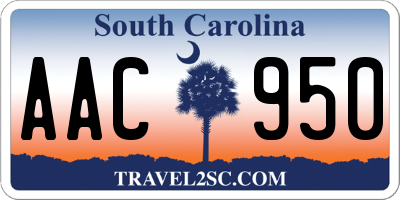 SC license plate AAC950