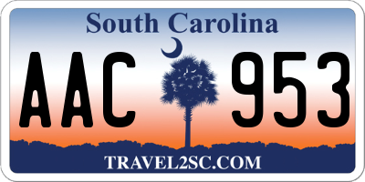 SC license plate AAC953