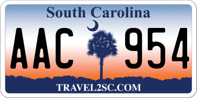 SC license plate AAC954