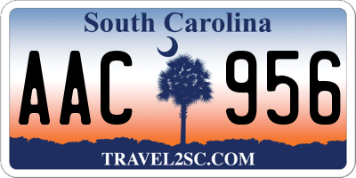 SC license plate AAC956