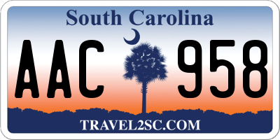 SC license plate AAC958