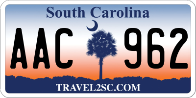 SC license plate AAC962